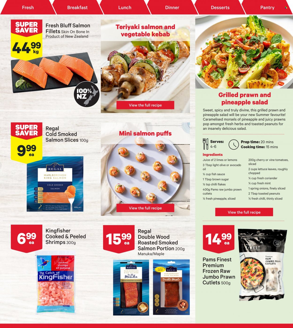 thumbnail - New World mailer - 28.11.2022 - 04.12.2022 - Sales products - puffs, cherries, lemons, salmon, salmon fillet, shrimps, smoked salmon, prawns, fish, coriander, fish sauce, avocado oil, oil, peanuts, juice, TRULY. Page 7.