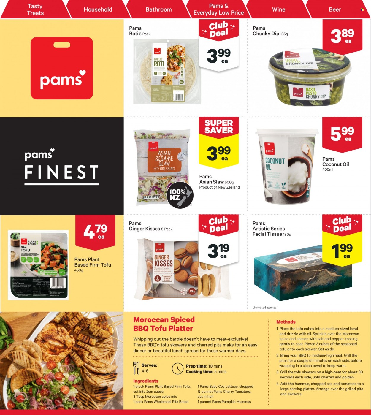 thumbnail - New World mailer - 28.11.2022 - 04.12.2022 - Sales products - pita, ginger, cherries, hummus, tofu, pepper, spice, coconut oil, wine, beer, tissues. Page 26.
