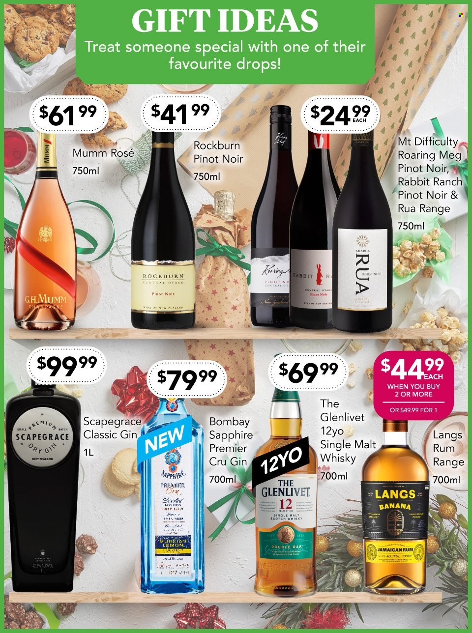 thumbnail - Liquorland mailer - 28.11.2022 - 11.12.2022 - Sales products - rabbit, red wine, champagne, wine, Pinot Noir, Rabbit Ranch, rosé wine, gin, rum, scotch whisky, whisky. Page 3.
