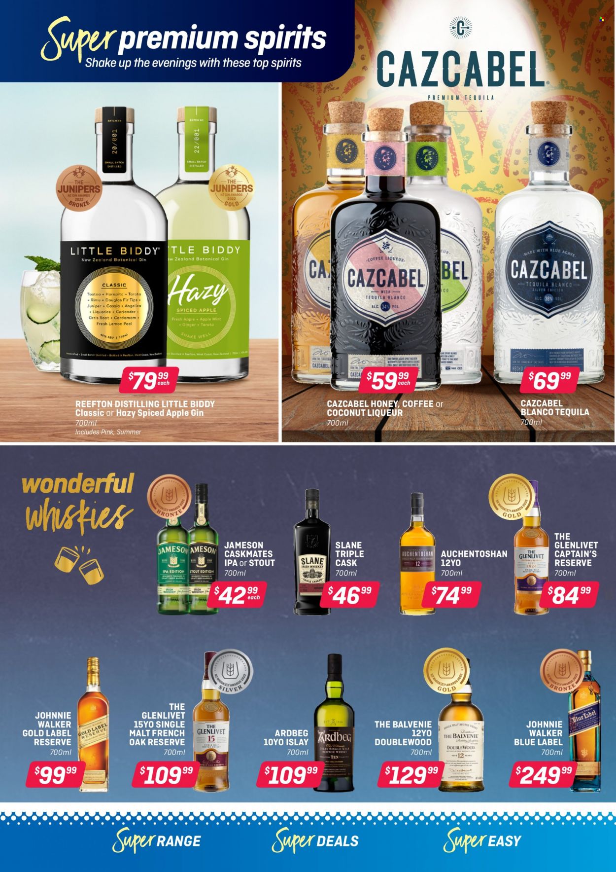 thumbnail - Super Liquor mailer - 28.11.2022 - 18.12.2022 - Sales products - coffee, gin, liqueur, tequila, whiskey, irish whiskey, Jameson, Johnnie Walker, Auchentoshan, scotch whisky, whisky, IPA. Page 13.