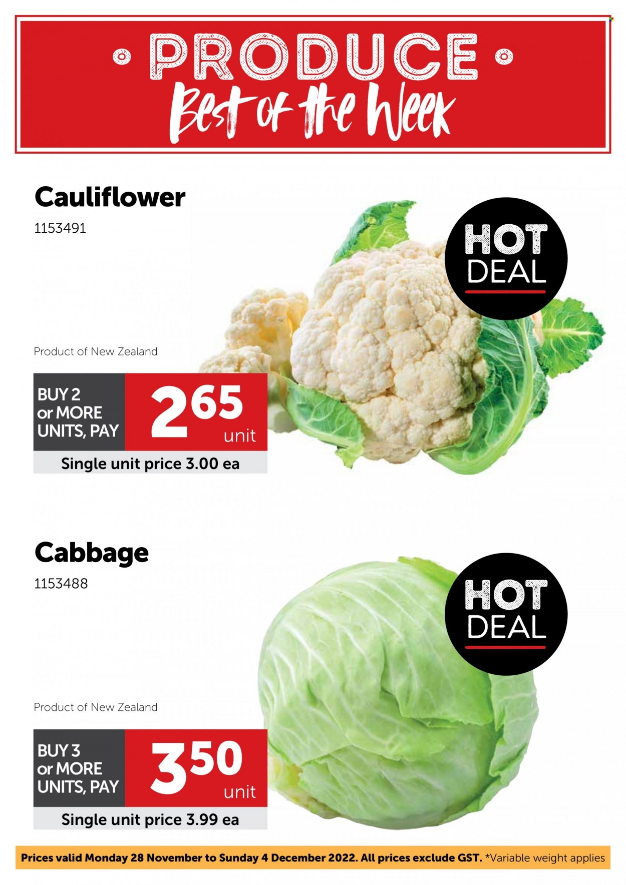 thumbnail - Gilmours mailer - 28.11.2022 - 04.12.2022 - Sales products - cabbage, cauliflower. Page 3.