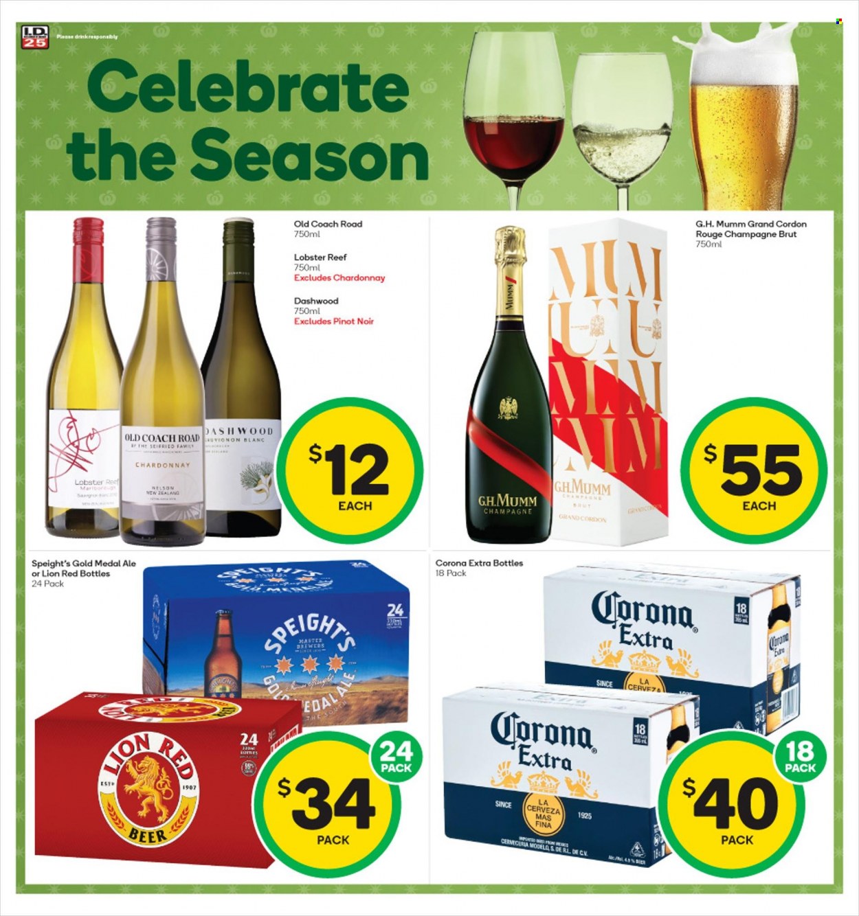 thumbnail - Countdown mailer - 28.11.2022 - 04.12.2022 - Sales products - lobster, brewer, red wine, white wine, champagne, Chardonnay, wine, Pinot Noir, beer, Corona Extra, Mum. Page 14.
