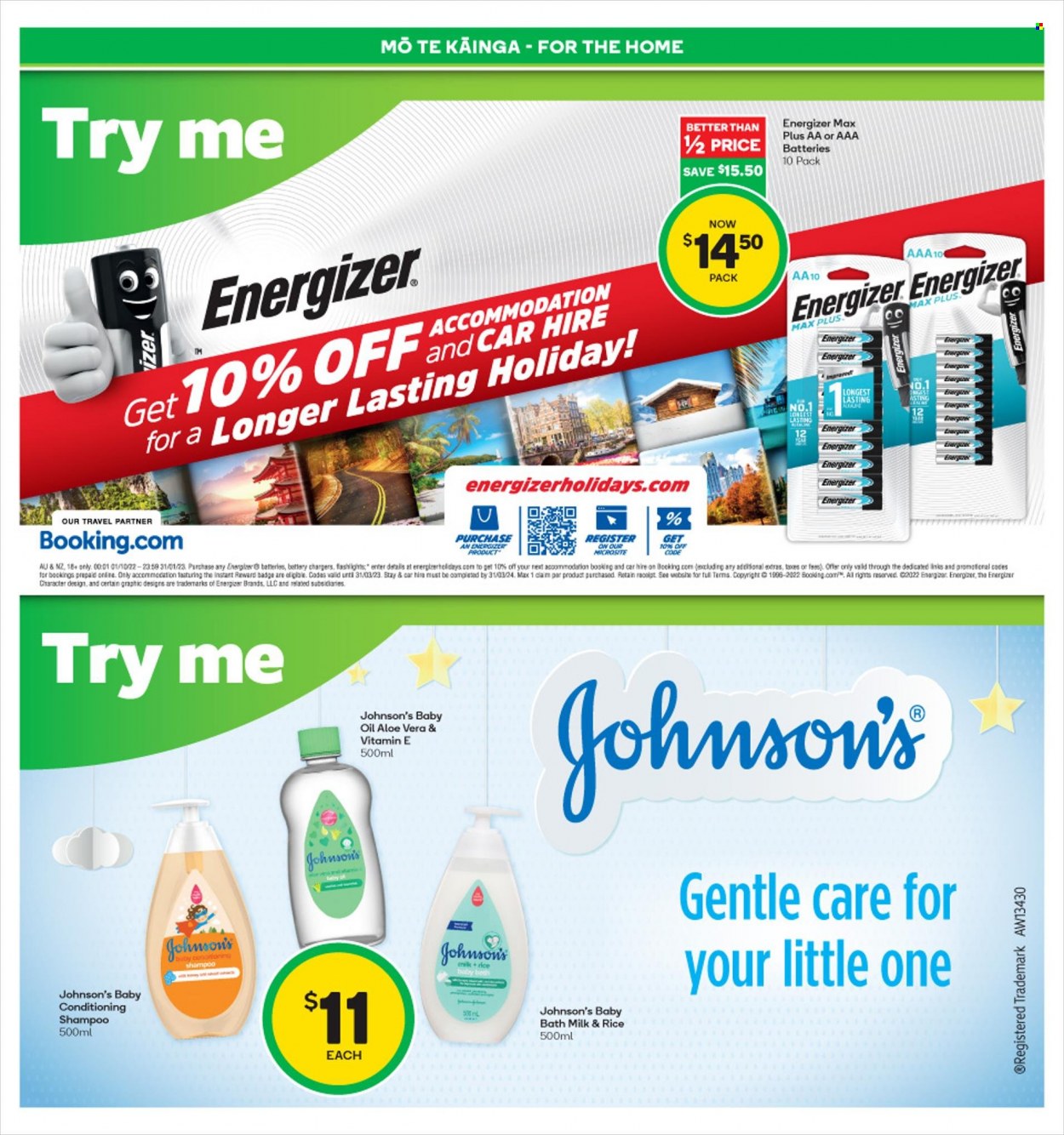 thumbnail - Countdown mailer - 28.11.2022 - 04.12.2022 - Sales products - milk, oil, Johnson's, baby bath, baby oil, shampoo, battery, Energizer, AAA batteries. Page 23.