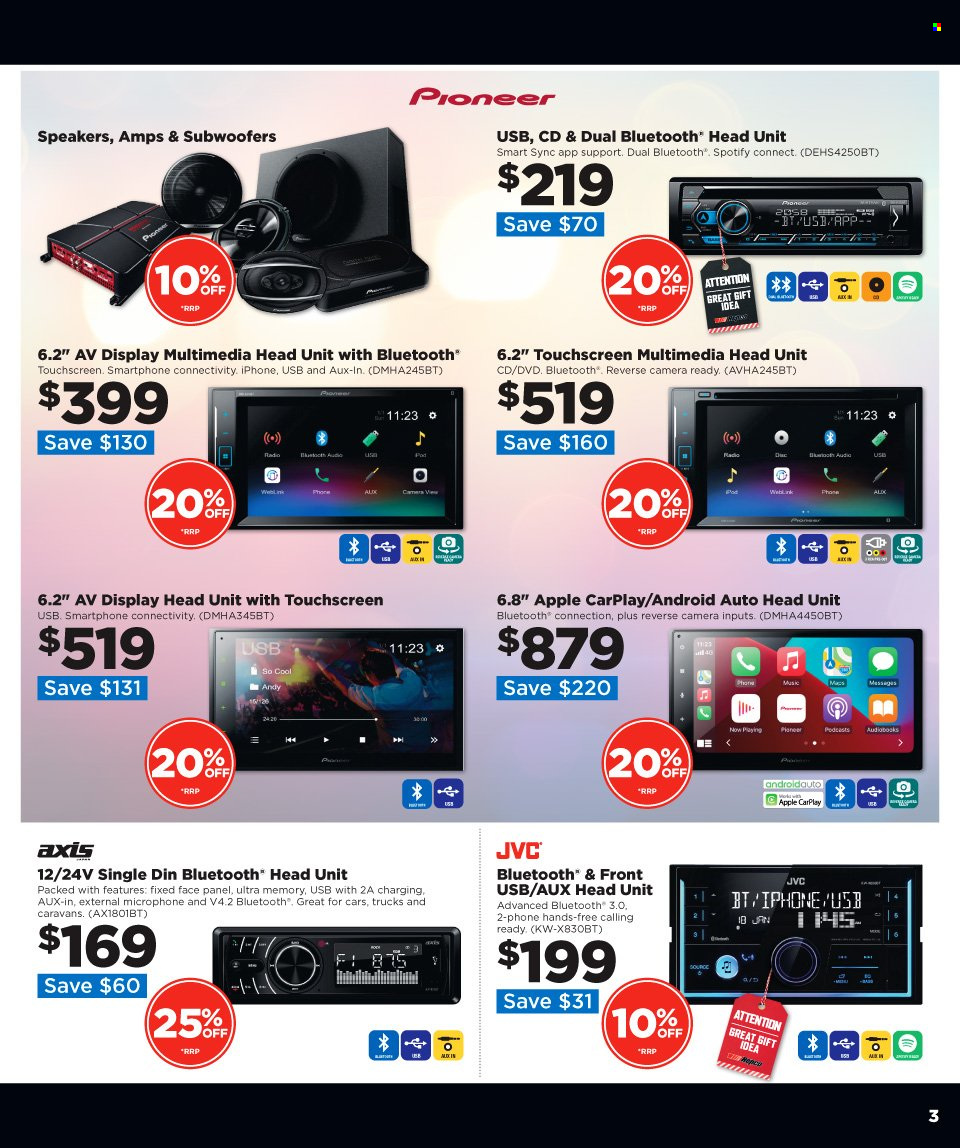 thumbnail - Repco mailer - 30.11.2022 - 13.12.2022 - Sales products - camera, JVC, radio, Pioneer, speaker, microphone. Page 3.
