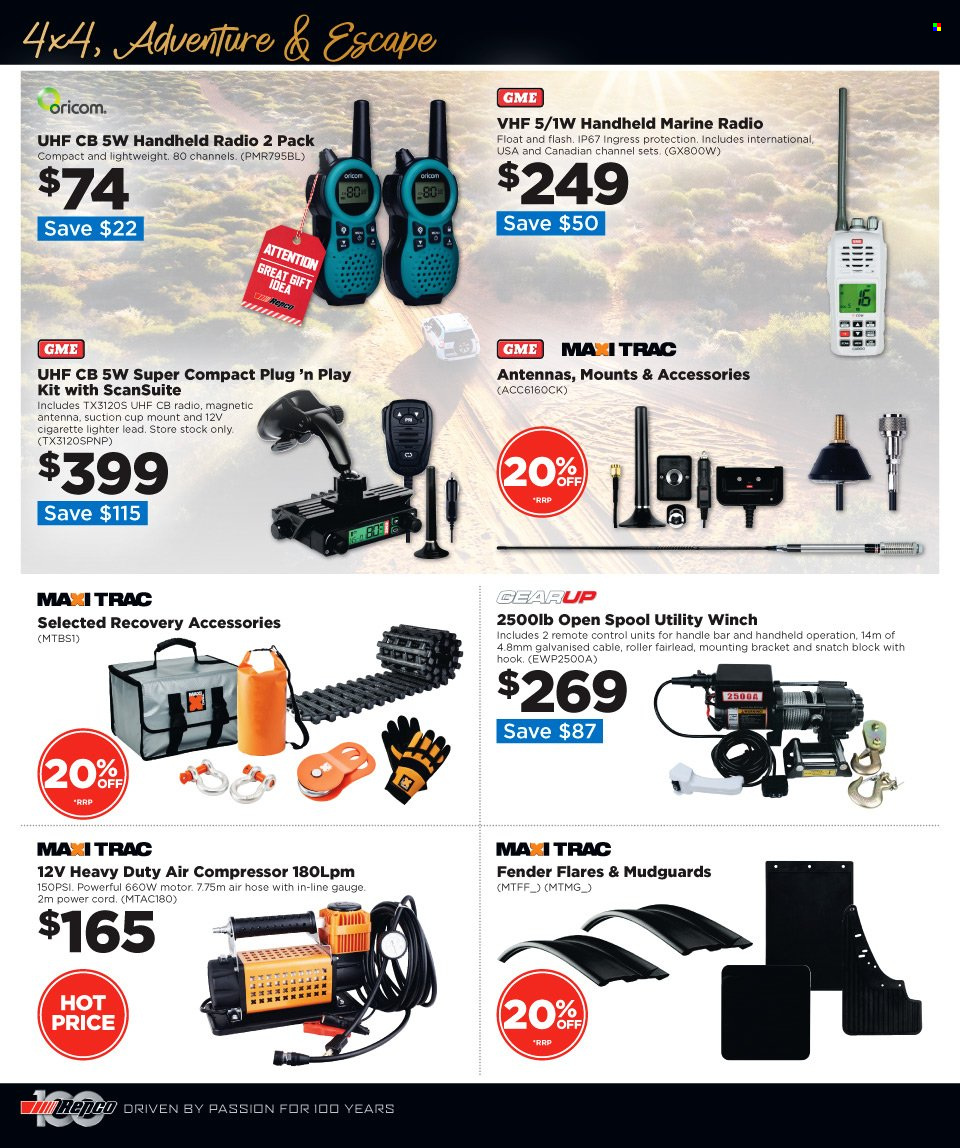 thumbnail - Repco mailer - 30.11.2022 - 13.12.2022 - Sales products - handheld radio, radio, remote control, antenna, roller, air compressor, air hose. Page 6.