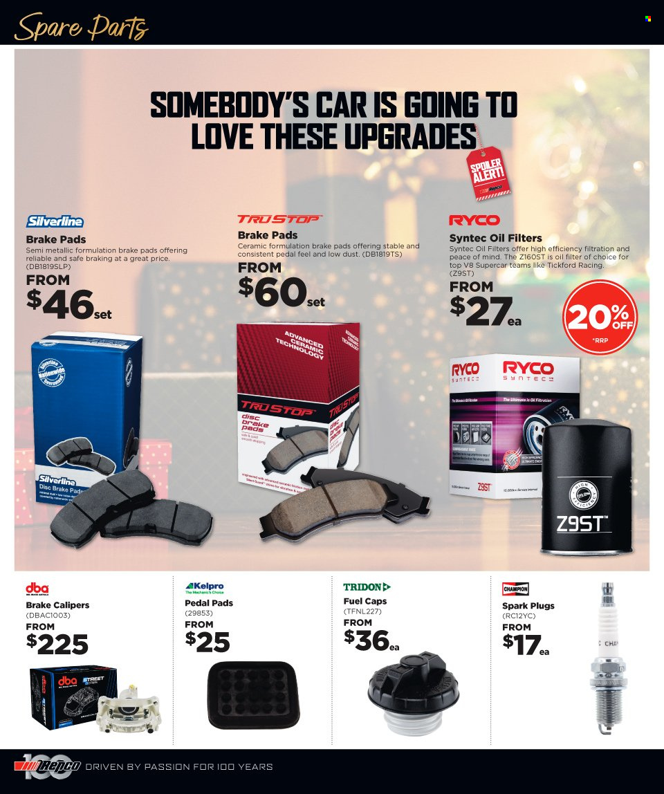thumbnail - Repco mailer - 30.11.2022 - 13.12.2022 - Sales products - spark plugs, brake pad, oil filter. Page 12.