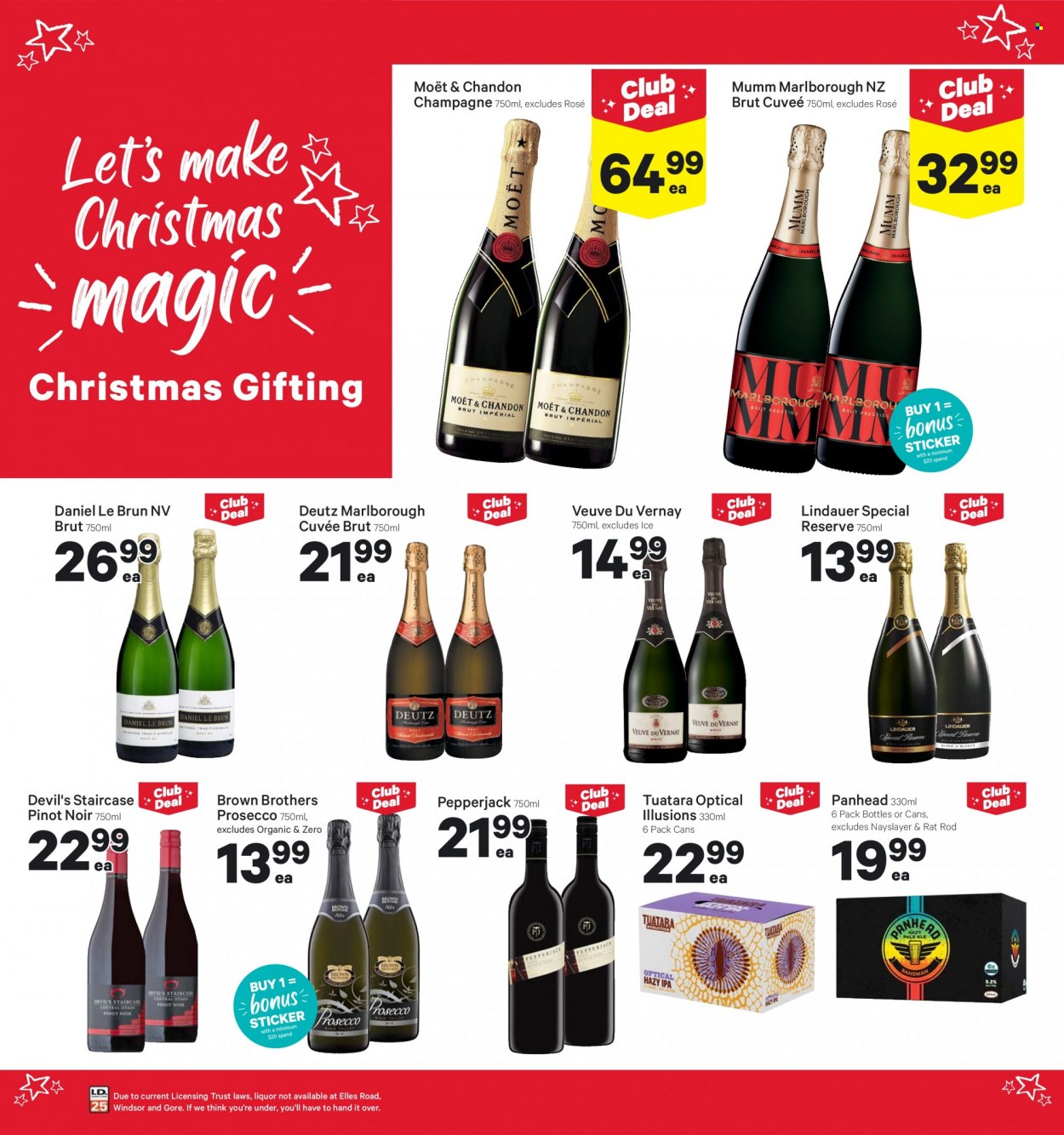 thumbnail - New World mailer - 05.12.2022 - 11.12.2022 - Sales products - Pepper Jack cheese, red wine, sparkling wine, champagne, prosecco, wine, Moët & Chandon, Pinot Noir, Cuvée, Daniel Le Brun, Lindauer, Mumm Marlborough, rosé wine, BROTHERS, IPA, sticker. Page 27.