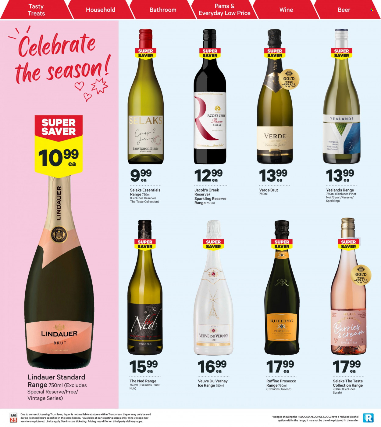 thumbnail - New World mailer - 05.12.2022 - 11.12.2022 - Sales products - red wine, sparkling wine, prosecco, wine, Pinot Noir, Lindauer, alcohol, Syrah, Jacob's Creek, beer, Brut. Page 32.