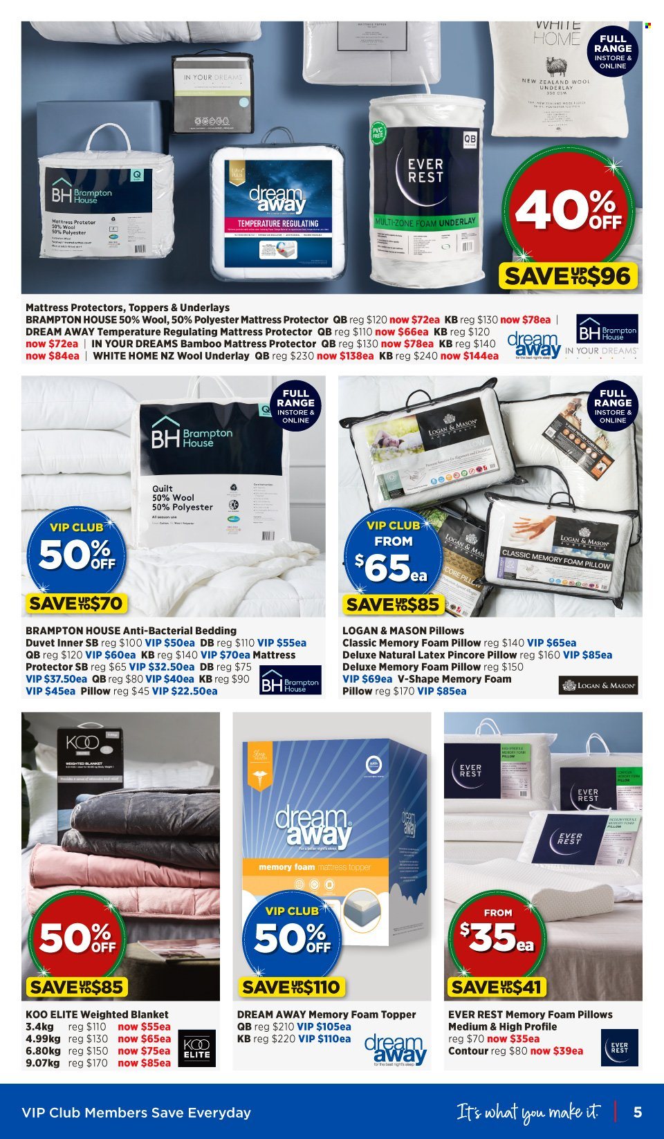 thumbnail - Spotlight mailer - 07.12.2022 - 24.12.2022 - Sales products - bedding, blanket, duvet, topper, pillow, quilt, mattress protector, foam pillow. Page 5.