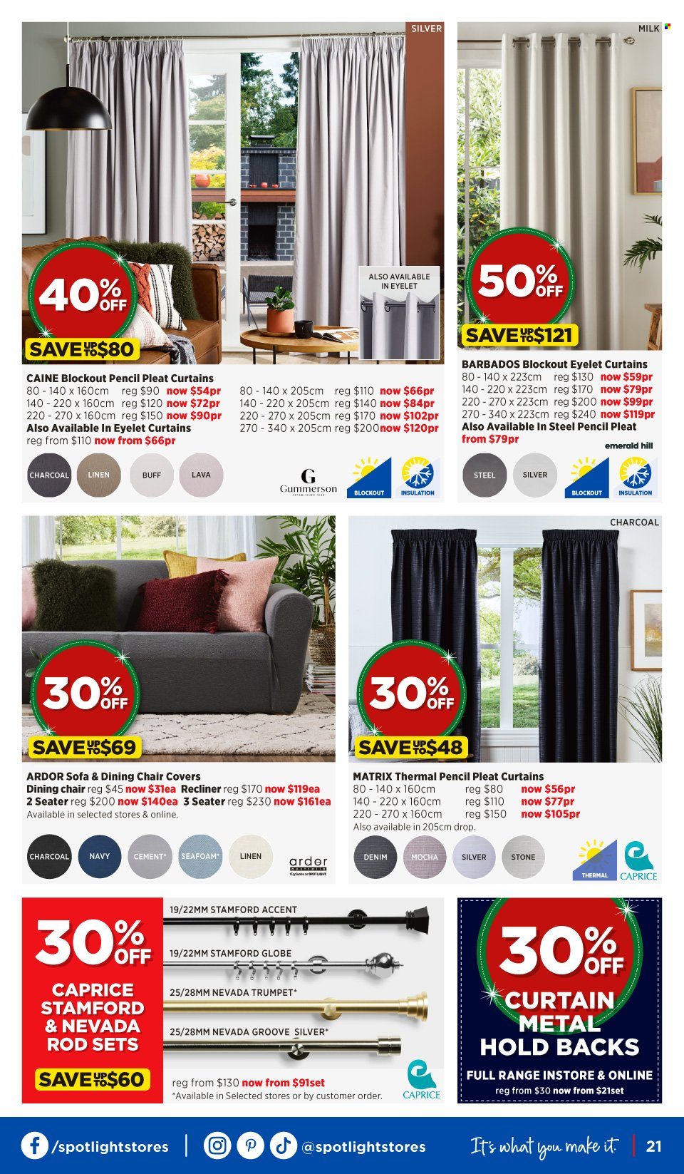 thumbnail - Spotlight mailer - 07.12.2022 - 24.12.2022 - Sales products - pencil, chair pad, linens, curtain. Page 21.