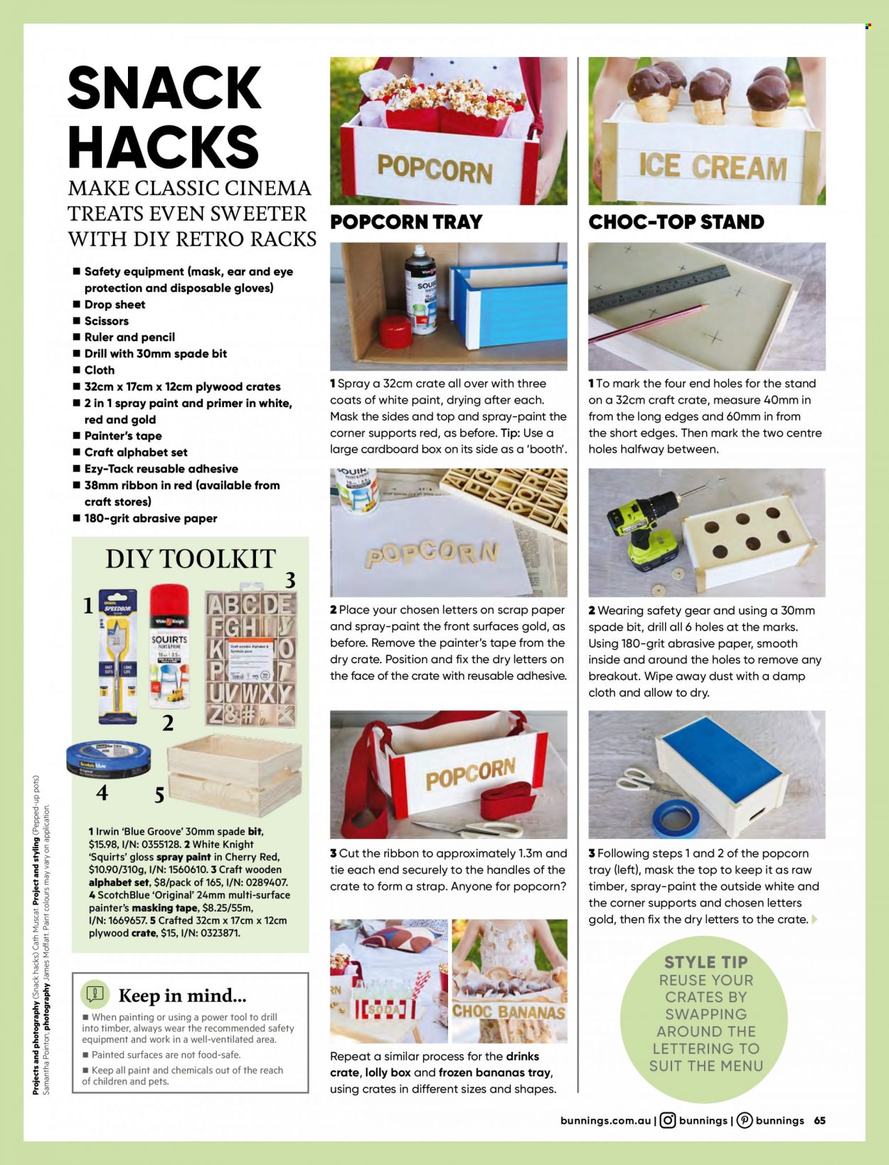 thumbnail - Bunnings Warehouse mailer - 01.01.2023 - 31.01.2023 - Sales products - gloves, disposable gloves, tray, pot, masking tape, plastic drop sheet, spray paint, scissors, crate. Page 65.