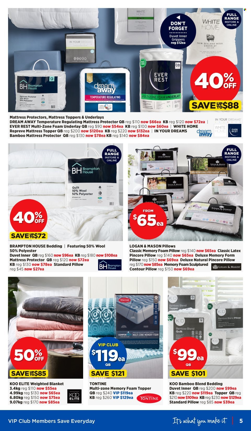 thumbnail - Spotlight mailer - 18.01.2023 - 07.02.2023 - Sales products - bedding, blanket, duvet, topper, pillow, quilt, mattress protector, foam pillow. Page 5.