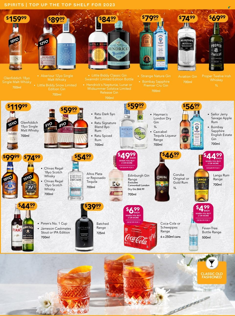 thumbnail - Liquorland mailer - 23.01.2023 - 06.02.2023 - Sales products - Coca-Cola, Schweppes, tonic, gin, liqueur, rum, spiced rum, tequila, whiskey, irish whiskey, Jameson, Chivas Regal, Martini, Glenfiddich, Hendrick's, scotch whisky, whisky, IPA. Page 5.
