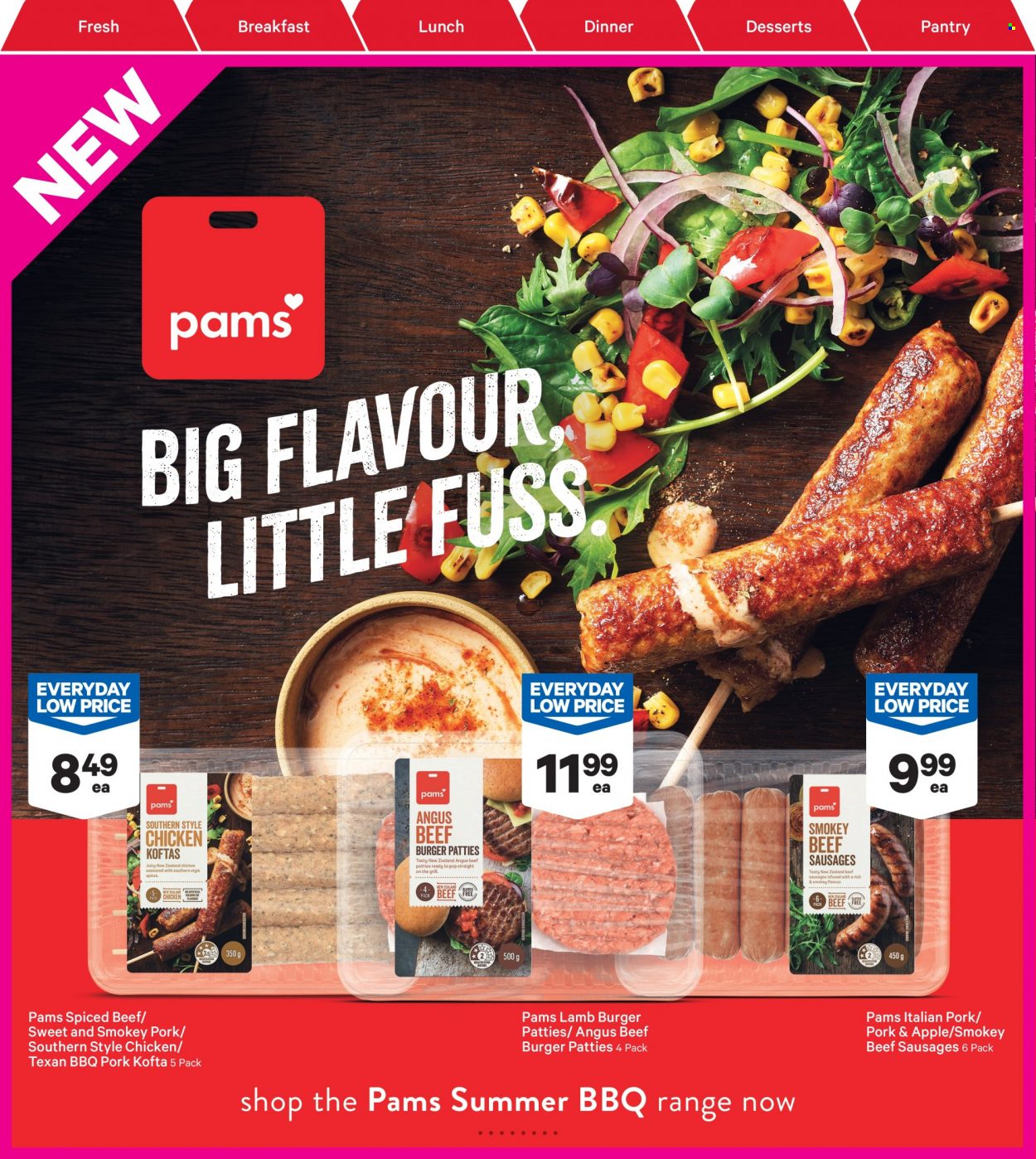 thumbnail - New World mailer - 30.01.2023 - 05.02.2023 - Sales products - hamburger, beef burger, sausage, beef sausage, beef meat, burger patties. Page 17.