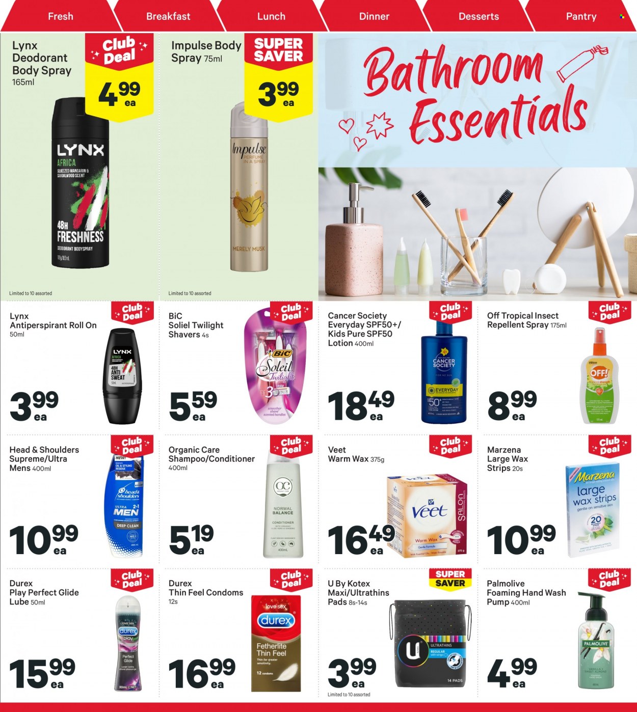 thumbnail - New World mailer - 30.01.2023 - 05.02.2023 - Sales products - mandarines, oil, tea, shampoo, hand wash, Palmolive, Kotex, conditioner, Head & Shoulders, body lotion, body spray, anti-perspirant, roll-on, deodorant, BIC, Veet, wax strips, repellent, spatula, essential oils, ginseng. Page 29.
