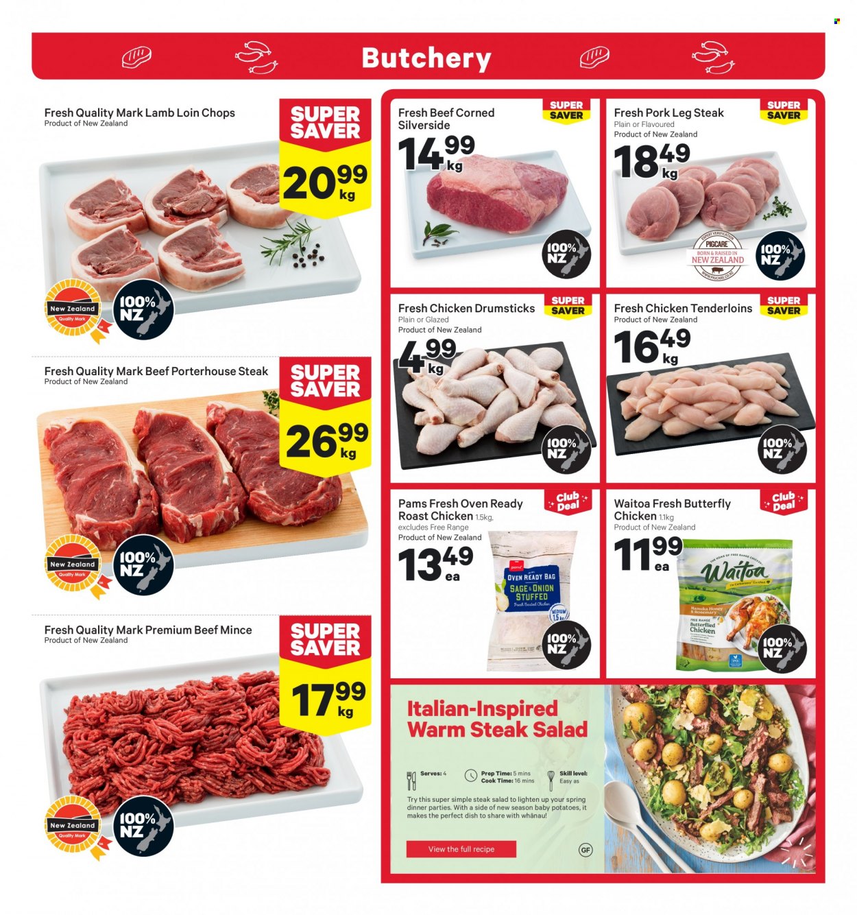 thumbnail - New World mailer - 30.01.2023 - 05.02.2023 - Sales products - potatoes, chicken roast, chicken drumsticks, beef meat, ground beef, steak, pork meat, pork leg, pork leg steaks, lamb loin, lamb meat. Page 5.