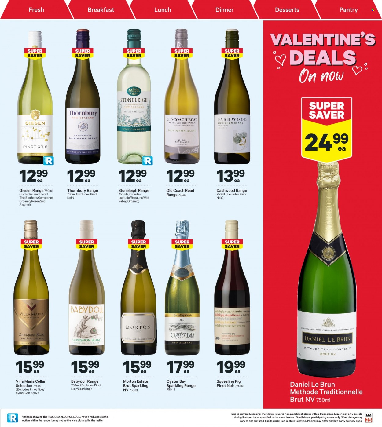 thumbnail - New World mailer - 06.02.2023 - 12.02.2023 - Sales products - oysters, red wine, champagne, wine, Pinot Noir, Daniel Le Brun, alcohol, Syrah, rosé wine, BROTHERS, Brut. Page 35.