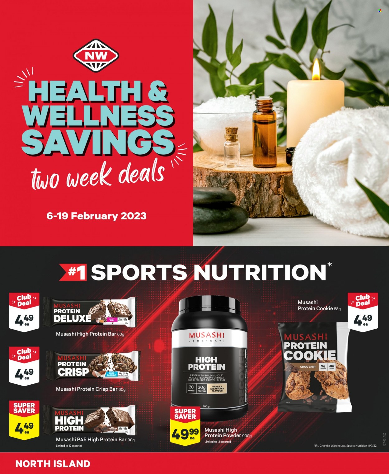 thumbnail - New World mailer - 06.02.2023 - 12.02.2023 - Sales products - coconut, milkshake, chocolate, protein cookie, protein bar, whey protein. Page 8.