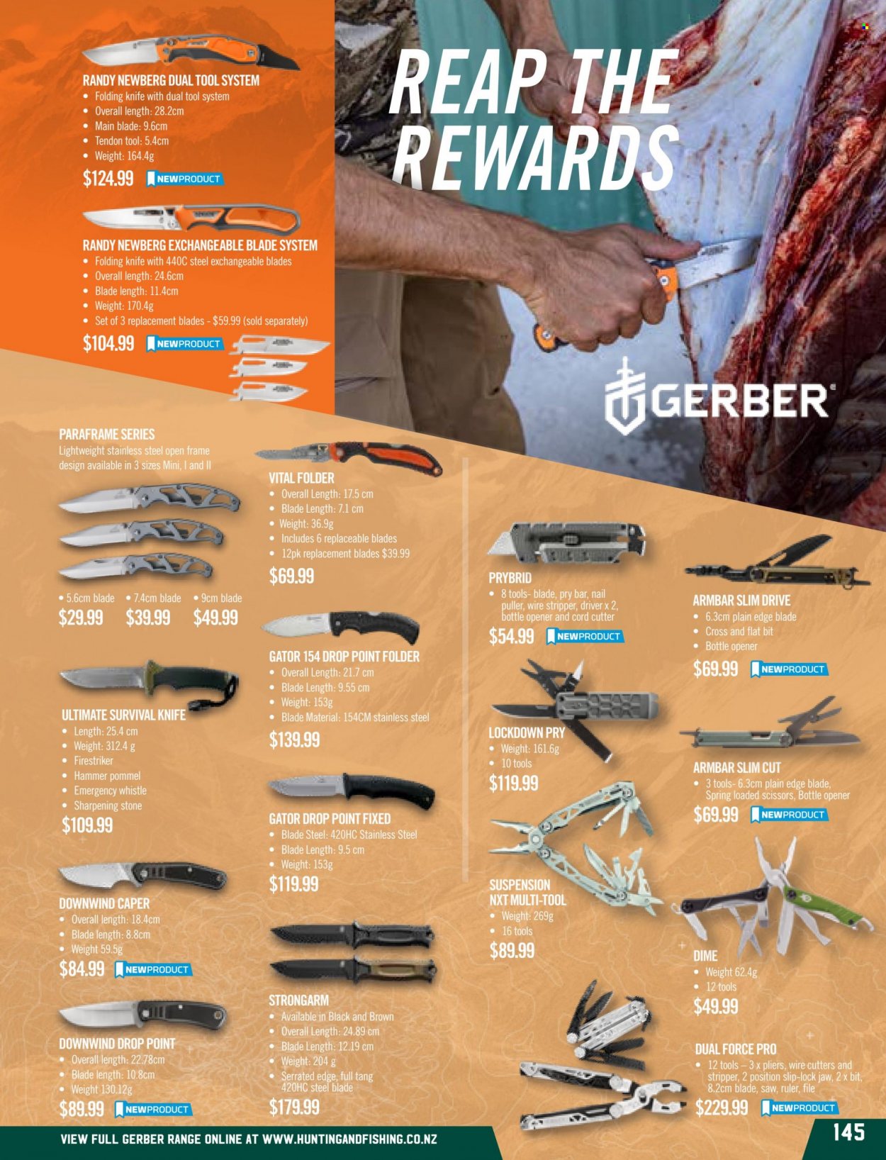 thumbnail - Hunting & Fishing mailer - Sales products - knife, bottle opener, folding knife. Page 145.