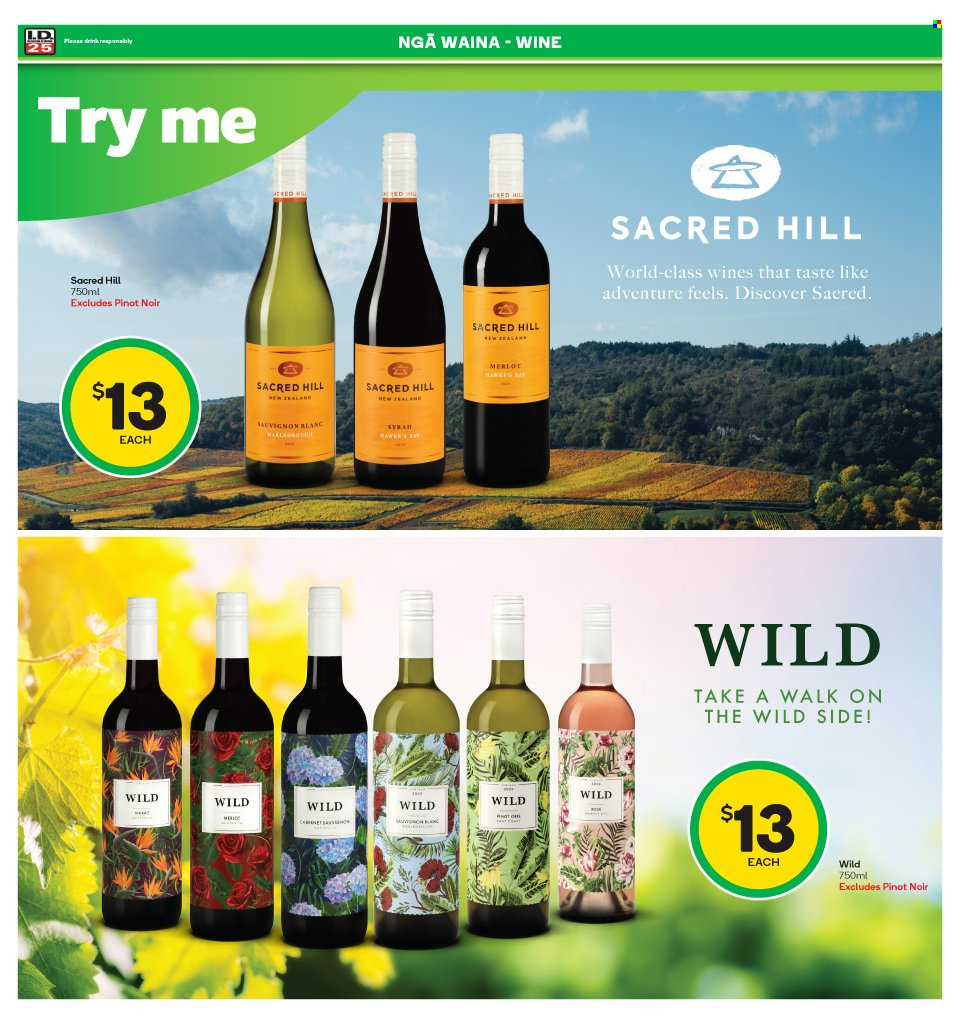 thumbnail - Countdown mailer - 13.03.2023 - 19.03.2023 - Sales products - Cabernet Sauvignon, red wine, white wine, wine, Merlot, Pinot Noir, Syrah, Sauvignon Blanc. Page 13.