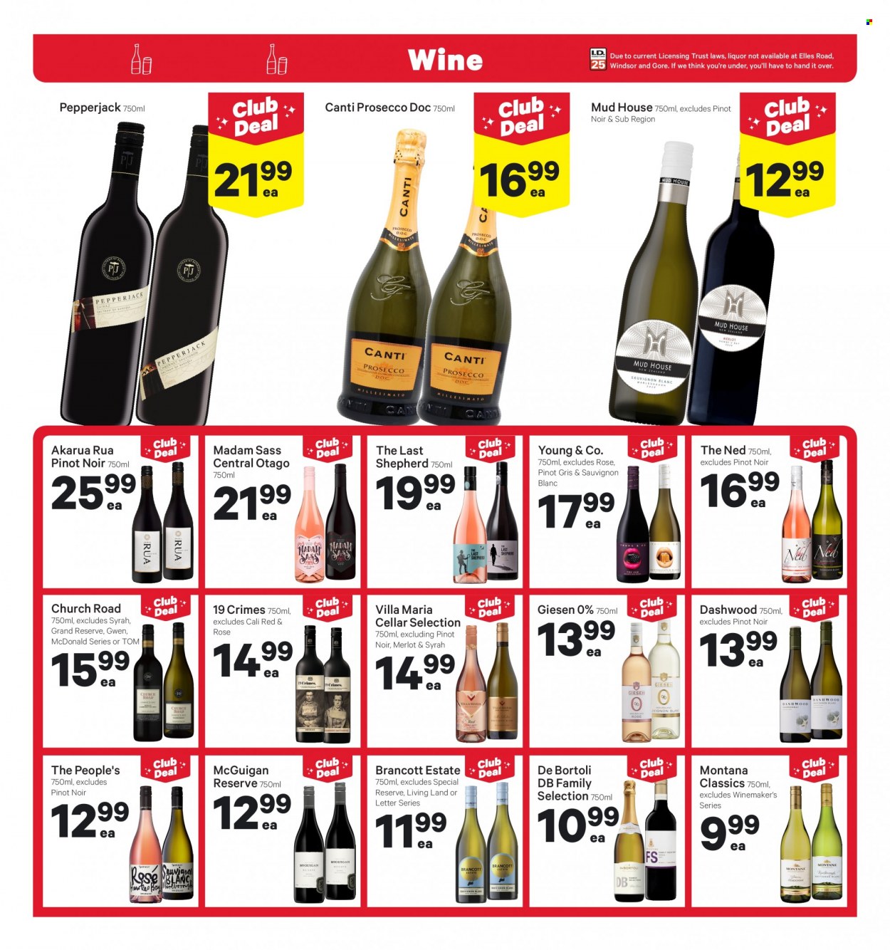 thumbnail - New World mailer - 13.03.2023 - 19.03.2023 - Sales products - Pepper Jack cheese, red wine, white wine, prosecco, wine, Merlot, Pinot Noir, Syrah, Young & Co, Pinot Grigio, Sauvignon Blanc, rosé wine. Page 21.