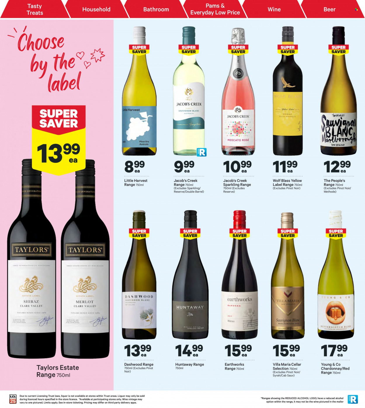 thumbnail - New World mailer - 20.03.2023 - 26.03.2023 - Sales products - red wine, white wine, Chardonnay, wine, Pinot Noir, alcohol, Syrah, Jacob's Creek, Young & Co, beer. Page 38.