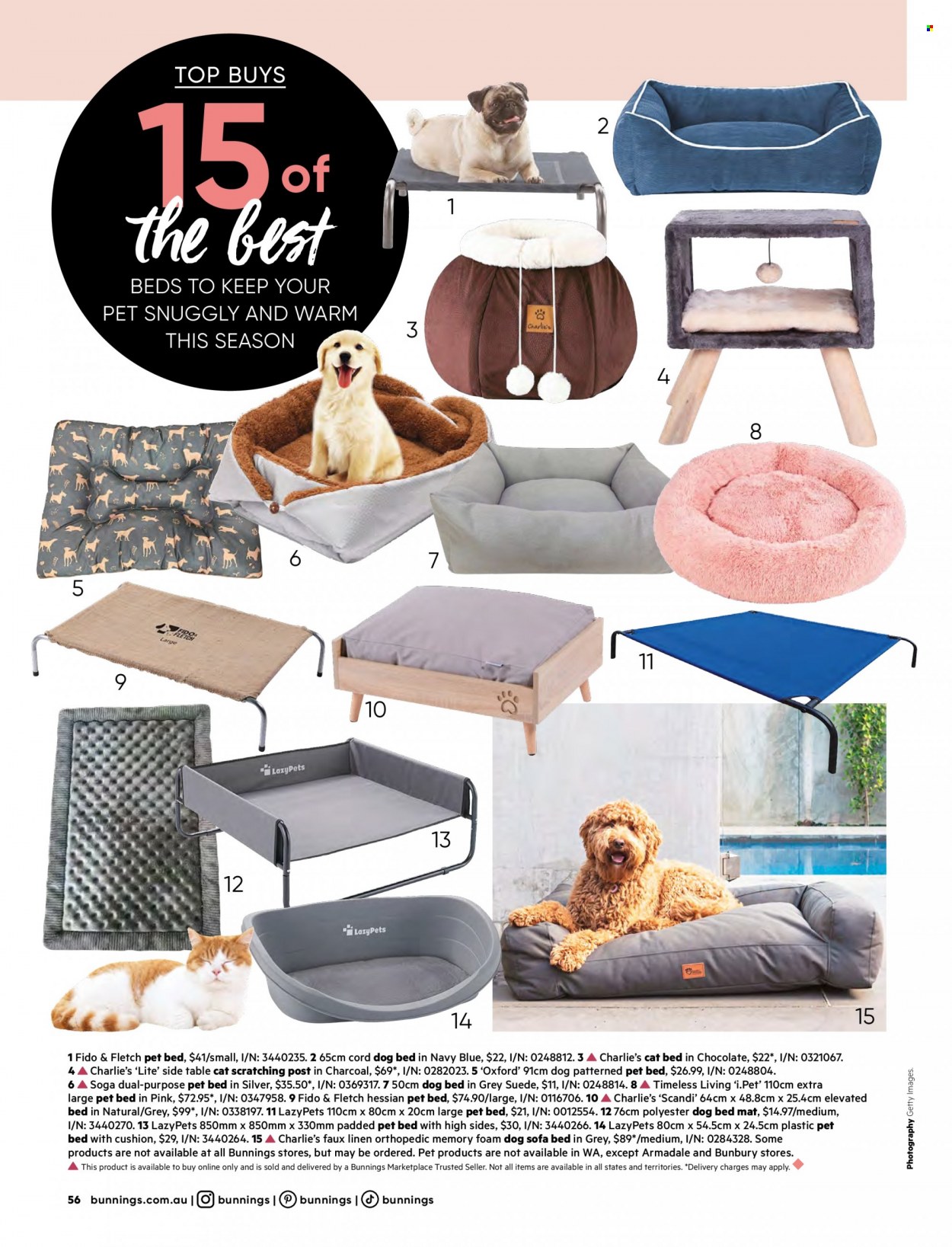thumbnail - Bunnings Warehouse mailer - 01.04.2023 - 30.04.2023 - Sales products - table, sofa, sofa bed, sidetable, linens. Page 56.