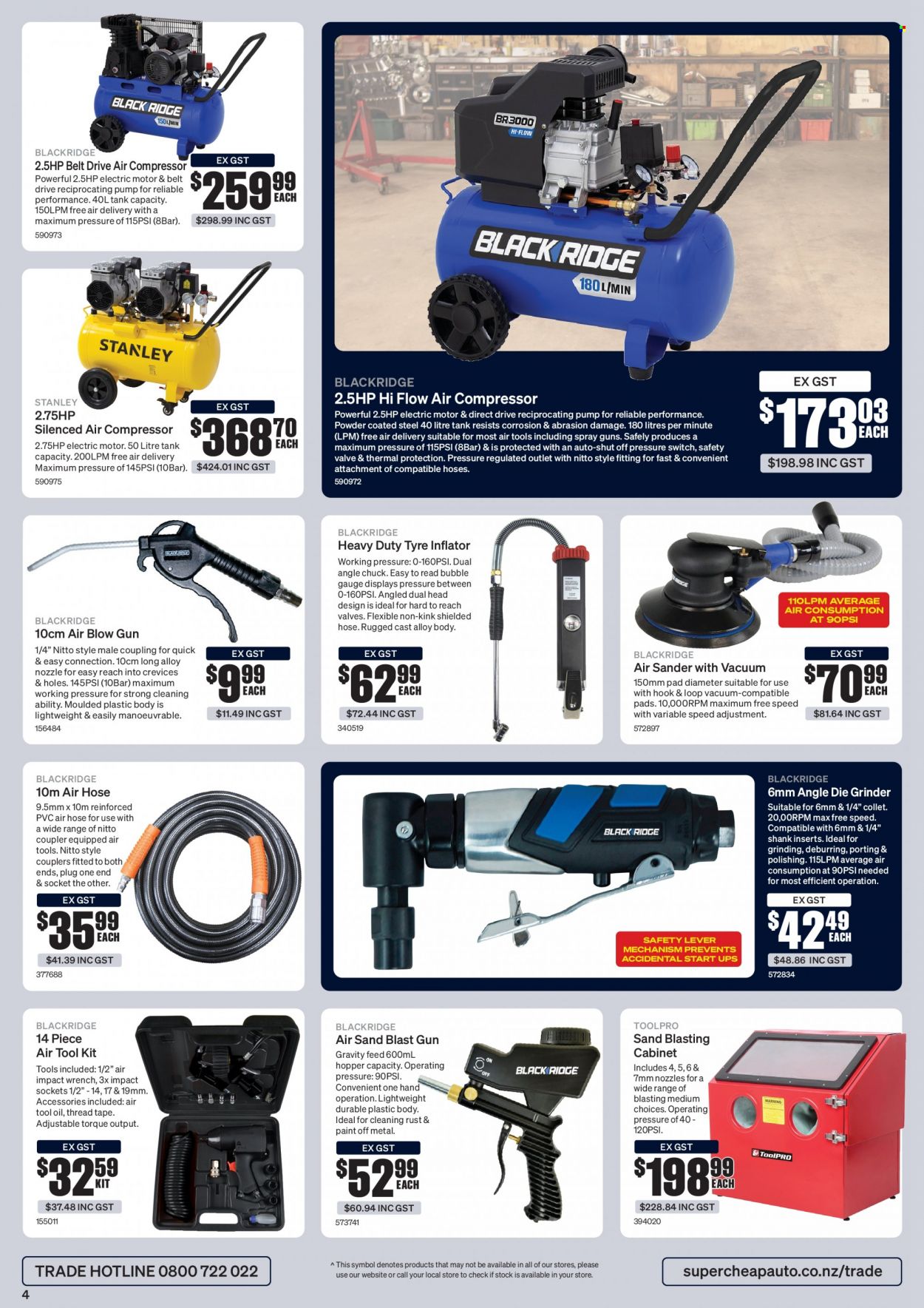 thumbnail - SuperCheap Auto mailer - 11.04.2023 - 12.06.2023 - Sales products - compressor, inflator, Stanley, grinder, tool set, air compressor, cabinet, air hose, tank, tire inflator, paint. Page 4.