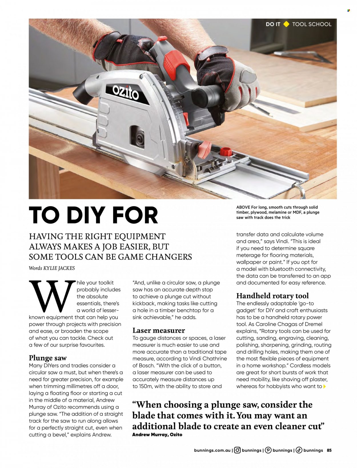 thumbnail - Bunnings Warehouse mailer - 01.05.2023 - 30.06.2023 - Sales products - sink, Bosch, wallpaper, circular saw, saw, measuring tape, laser. Page 85.