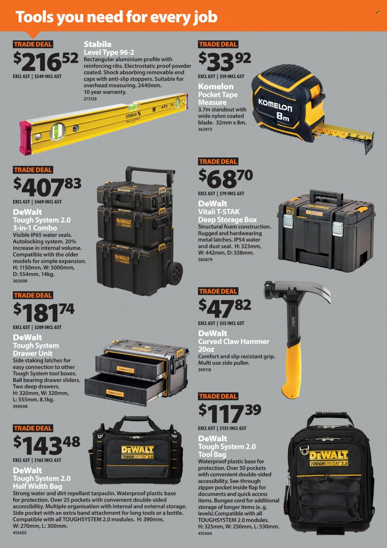 thumbnail - Mitre 10 mailer - 01.05.2023 - 31.05.2023 - Sales products - storage box, DeWALT, hammer, tool box, claw hammer, measuring tape, tool bag, garden storage box. Page 3.