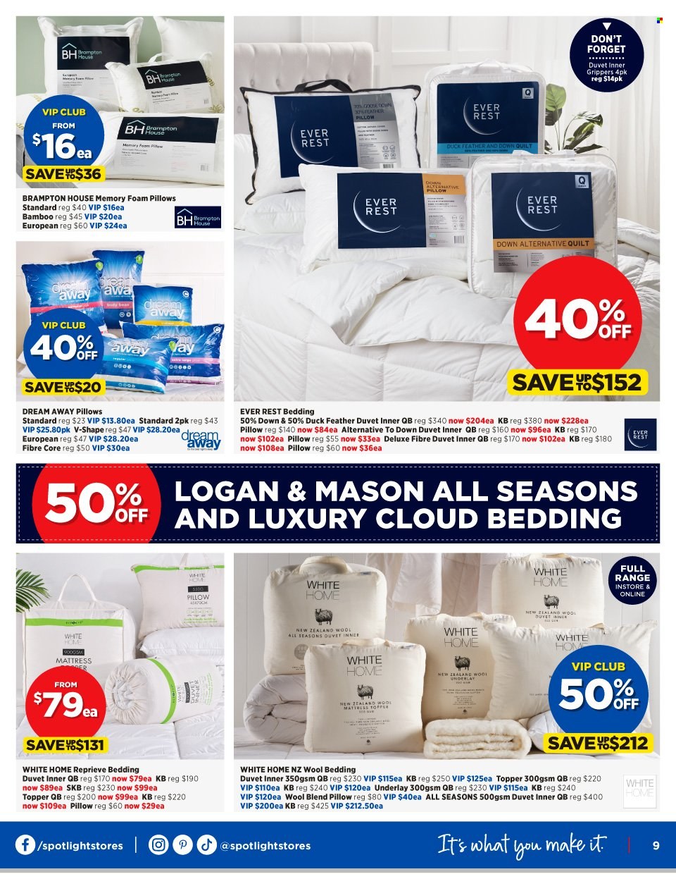 thumbnail - Spotlight mailer - 10.05.2023 - 28.05.2023 - Sales products - bedding, duvet, topper, pillow, quilt, foam pillow. Page 9.