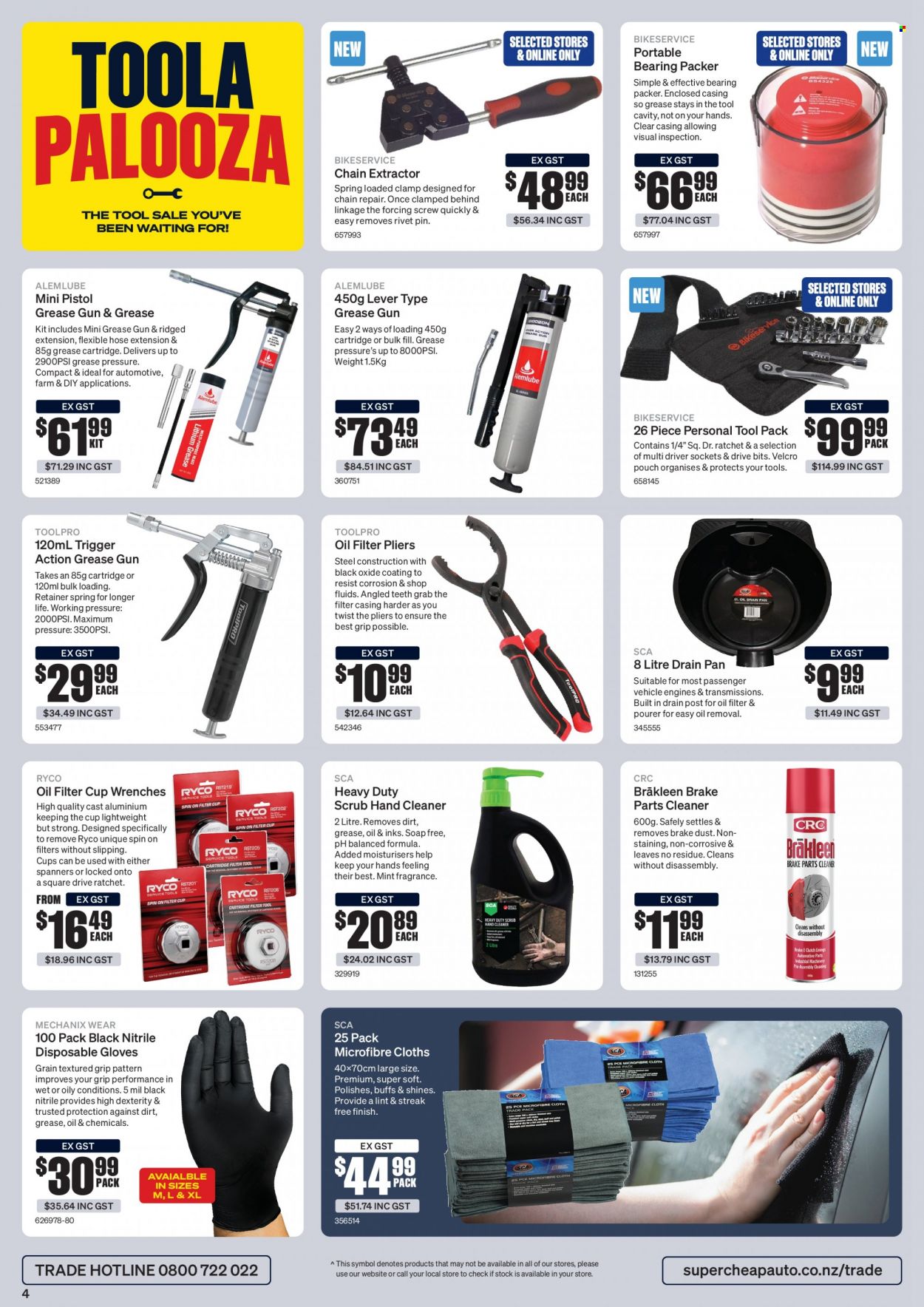 thumbnail - SuperCheap Auto mailer - 15.05.2023 - 01.07.2023 - Sales products - cleaner, disposable gloves, microfibre cloths, pan, cup, pliers, hand tools, vehicle, oil filter, brake cleaner, gun, pistol. Page 4.