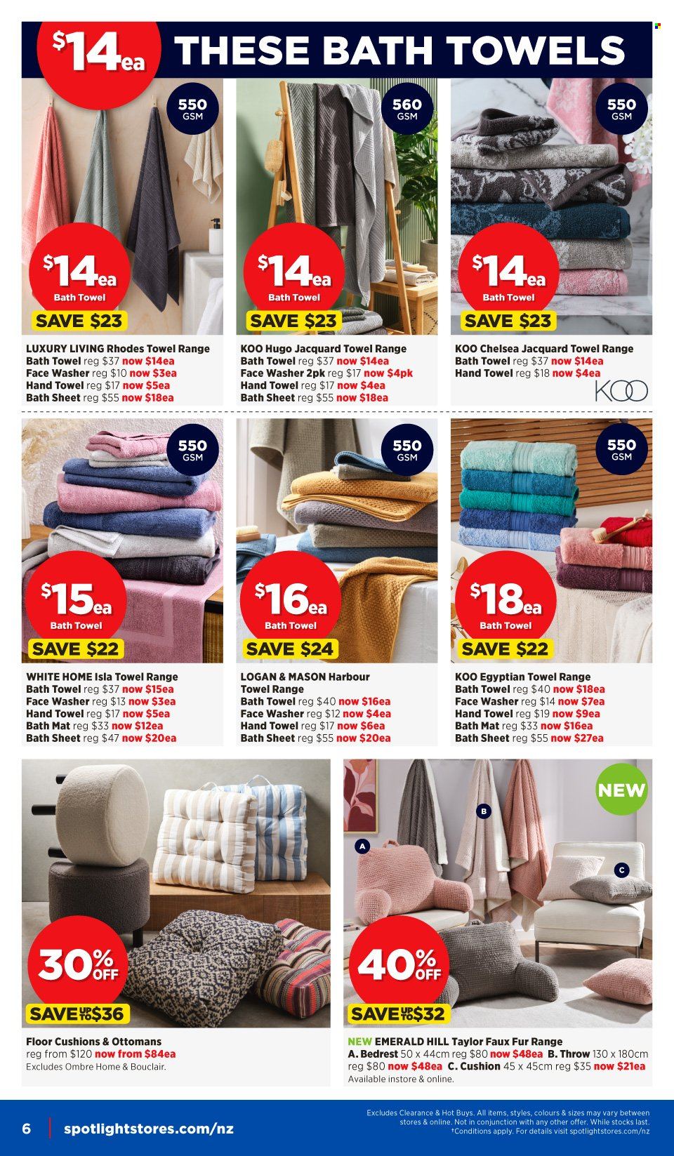 thumbnail - Spotlight mailer - 07.06.2023 - 25.06.2023 - Sales products - blanket, cushion, bath mat, bath towel, towel, hand towel, bath sheet. Page 6.