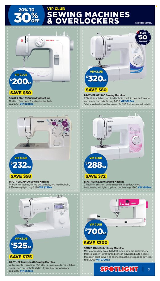 Spotlight mailer - 15.11.2023 - 03.12.2023 - Sales products - Brother, spotlight, sewing machine, LED light, thread. Page 3.