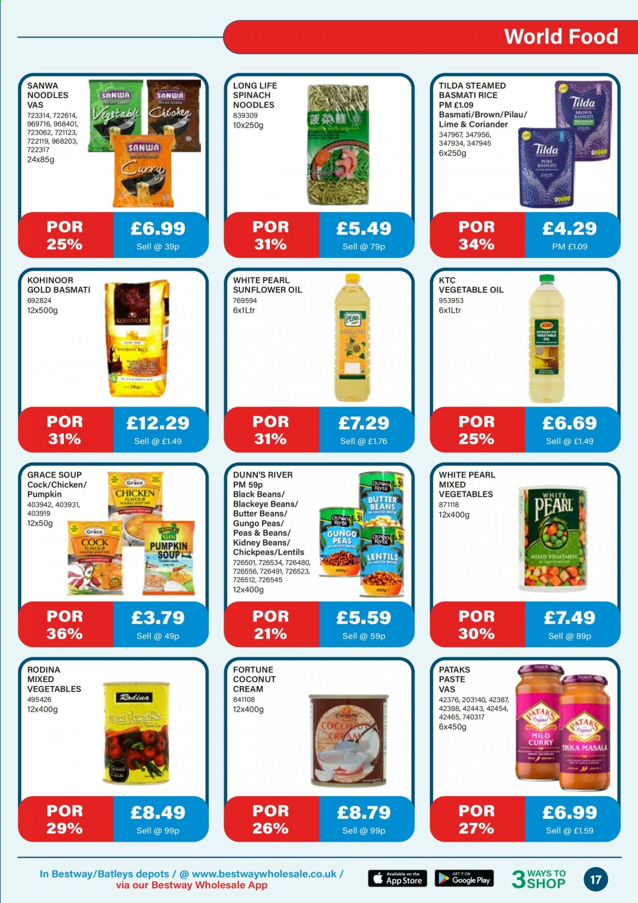 thumbnail - Bestway offer  - 01/01/2021 - 28/01/2021 - Sales products - beans, spinach, pumpkin, peas, coconut, soup, butter, mixed vegetables, lentils, kidney beans, basmati rice, black beans, rice, noodles, chickpeas, toor dal, coriander, sunflower oil, vegetable oil. Page 17.