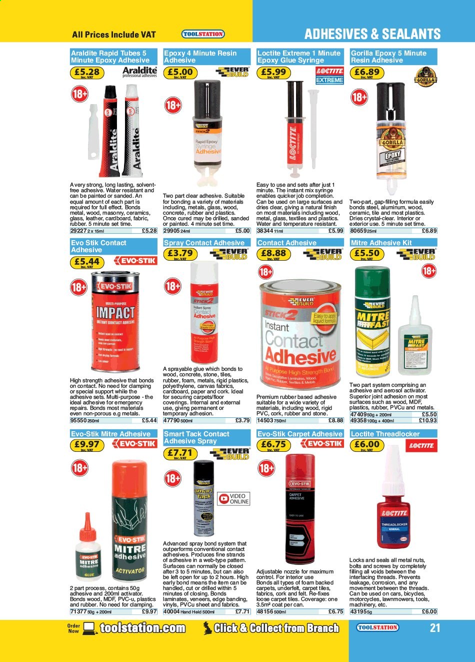 thumbnail - Toolstation offer  - Sales products - glue, adhesive, carpet, lawn mower. Page 21.
