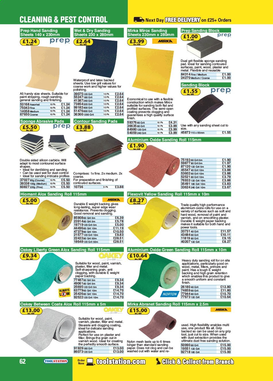 thumbnail - Toolstation offer  - Sales products - plaster, power tools, sanding pad. Page 62.