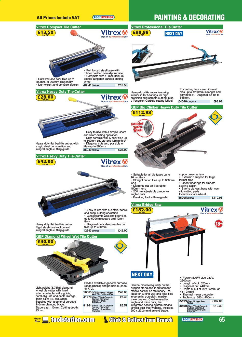 thumbnail - Toolstation offer  - Sales products - roller, floor tile, saw. Page 65.