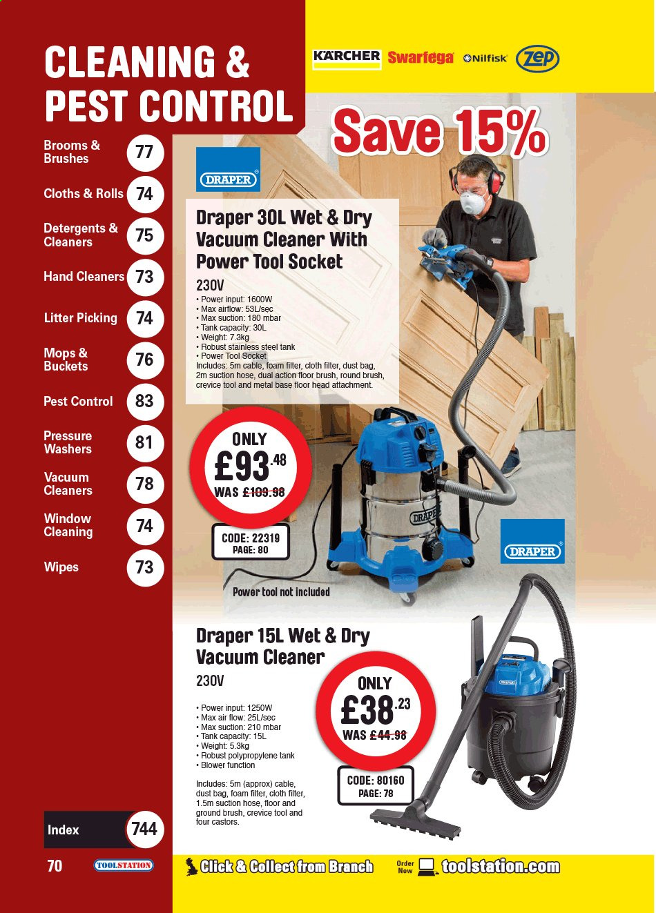 thumbnail - Toolstation offer  - Sales products - vacuum cleaner, washers, Kärcher, cleaner. Page 70.