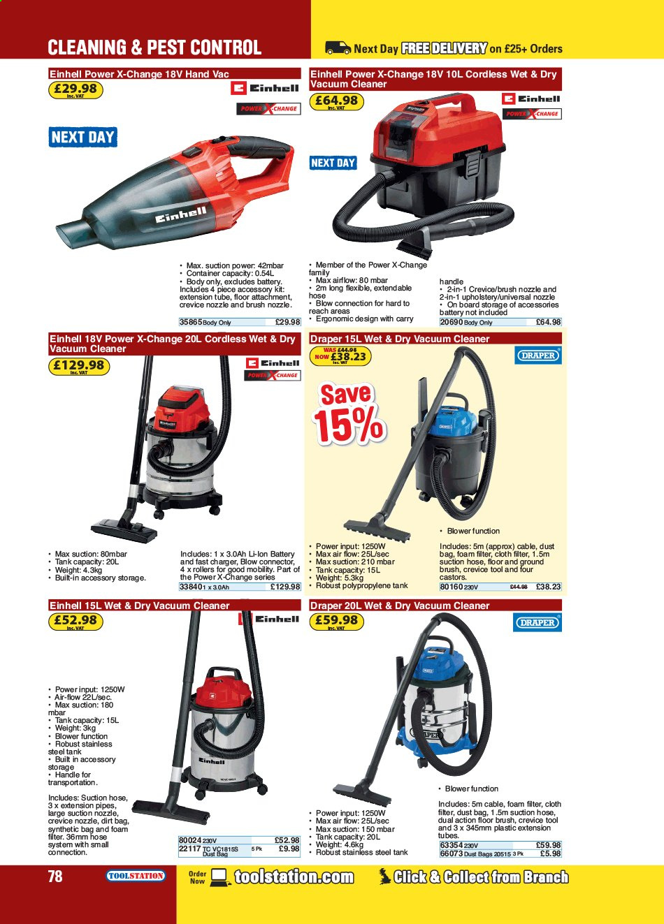thumbnail - Toolstation offer  - Sales products - vacuum cleaner, cleaner. Page 78.