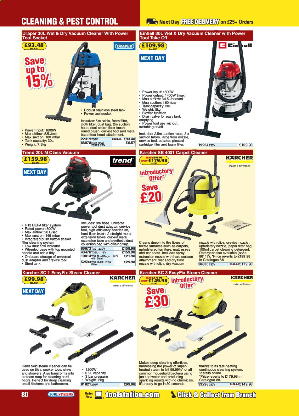 thumbnail - Toolstation offer  - Sales products - vacuum cleaner, Kärcher, cleaner. Page 80.