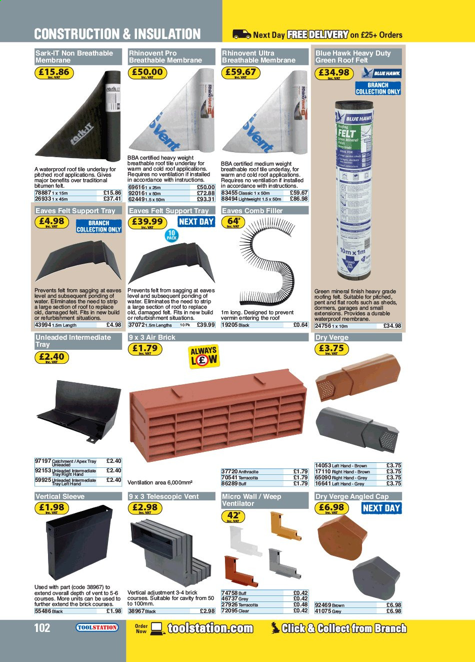 thumbnail - Toolstation offer  - Sales products - tray, roofing, brick. Page 102.