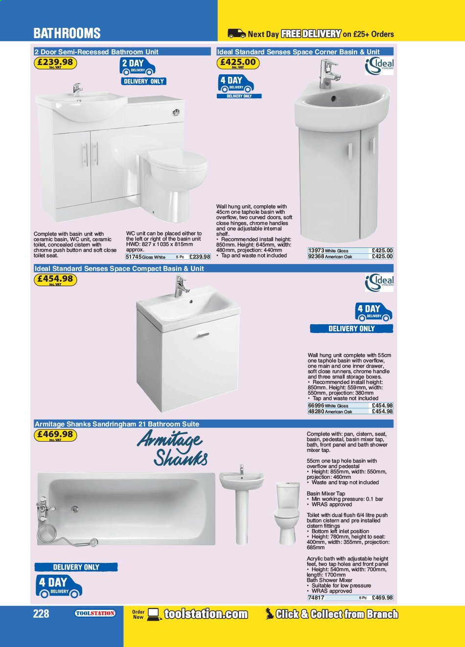 thumbnail - Toolstation offer  - Sales products - toilet, mixer tap, shower mixer, basin mixer, storage box. Page 228.