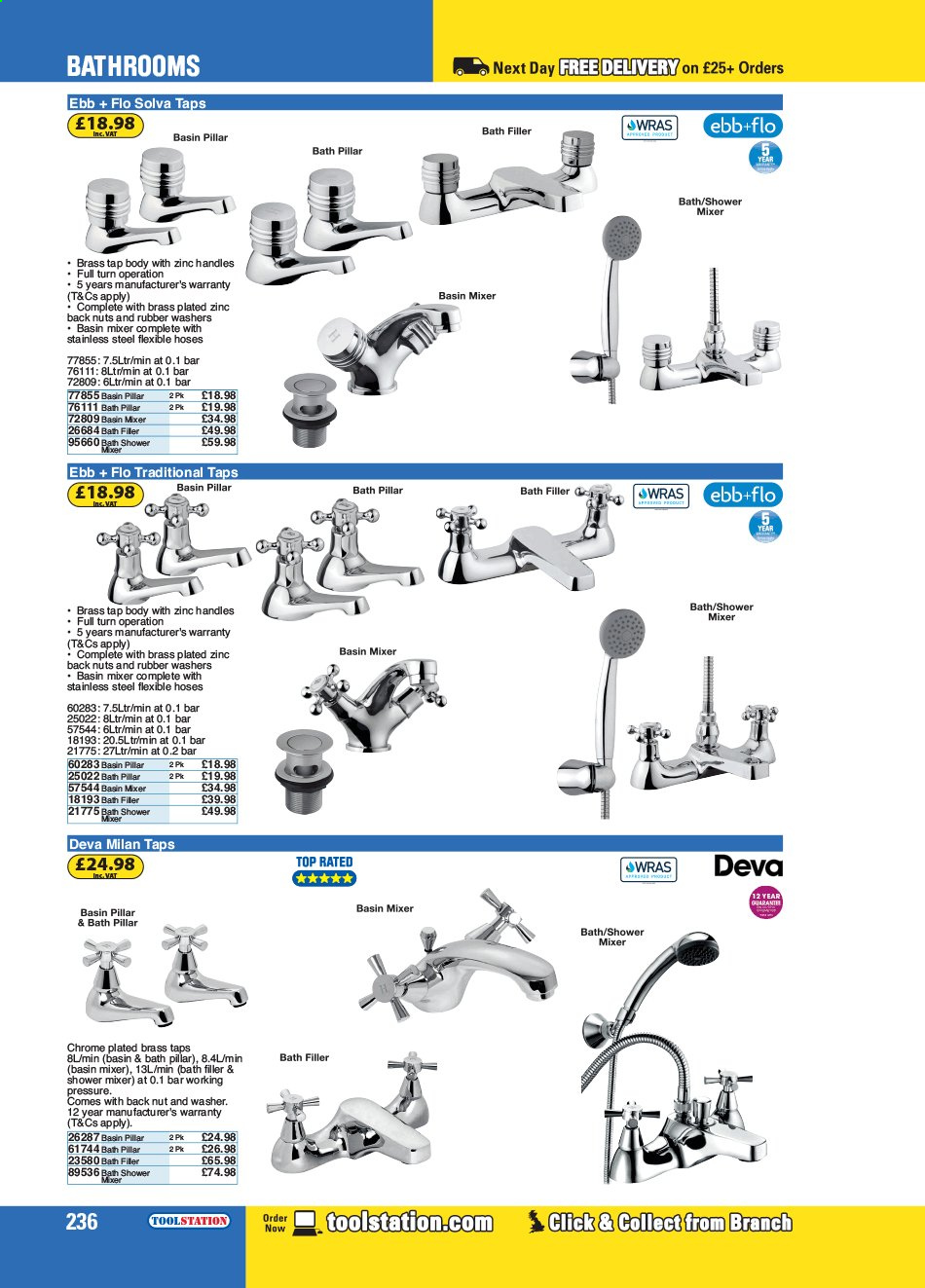 thumbnail - Toolstation offer  - Sales products - shower mixer, basin mixer, washers. Page 236.