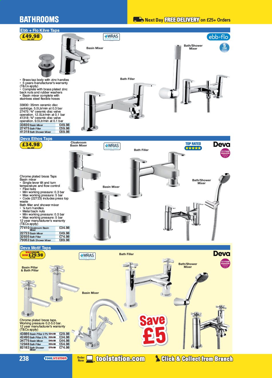 thumbnail - Toolstation offer  - Sales products - shower mixer, basin mixer, washers. Page 238.