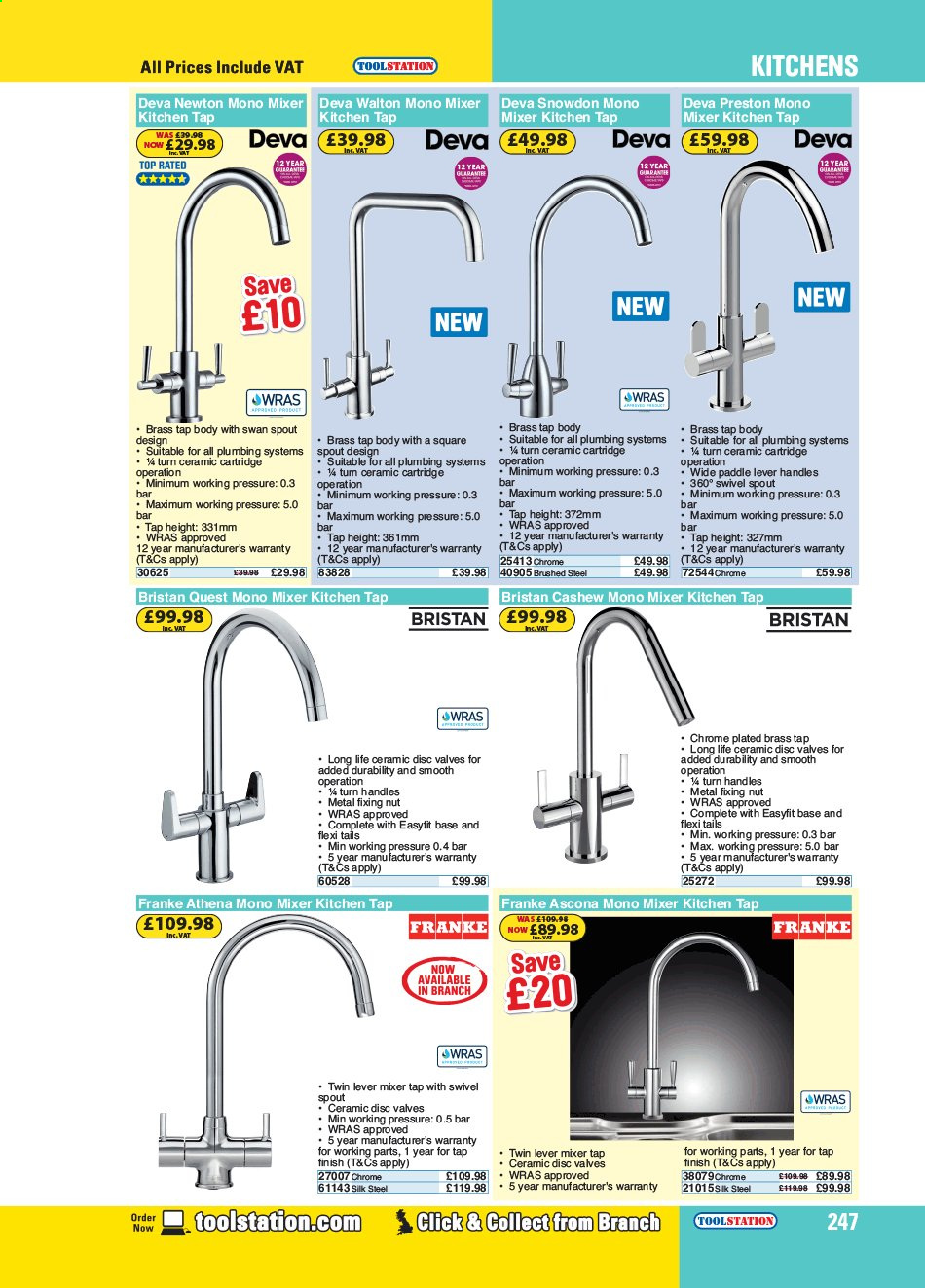 thumbnail - Toolstation offer  - Sales products - mixer tap, kitchen tap. Page 247.