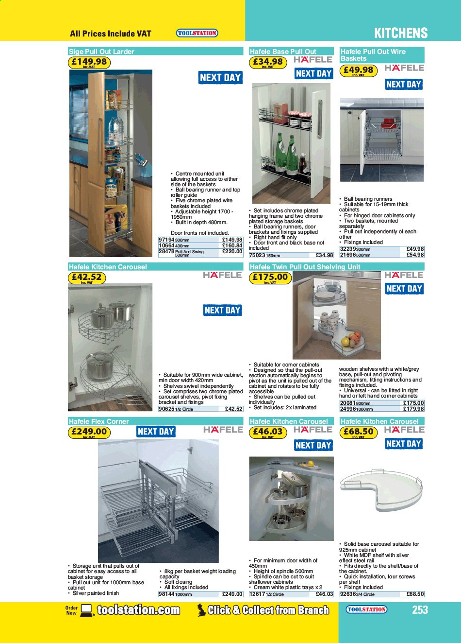 thumbnail - Toolstation offer  - Sales products - roller, door, hinged door, Hafele. Page 253.
