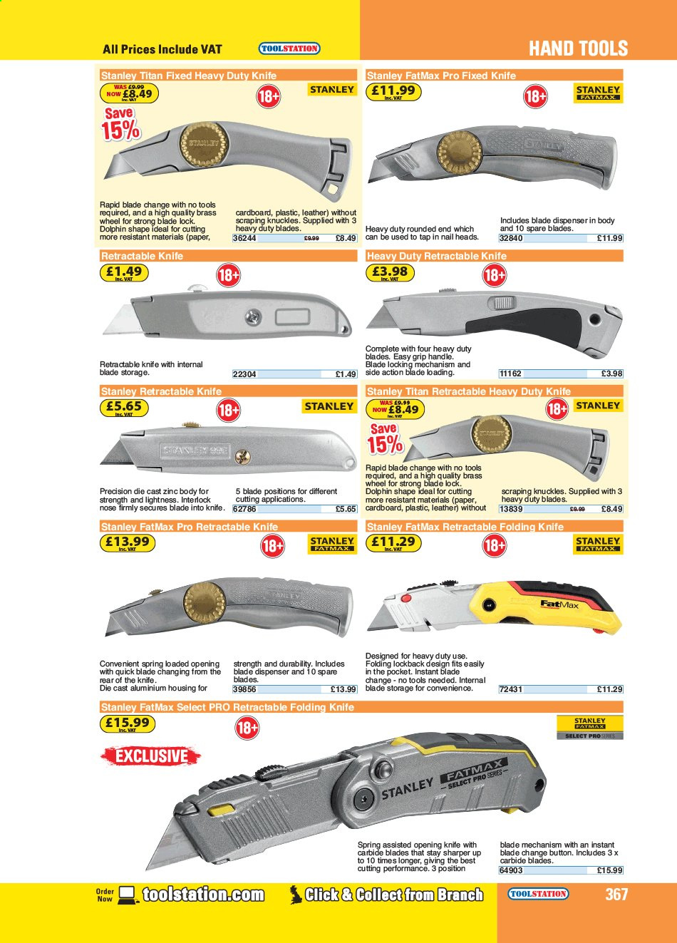 thumbnail - Toolstation offer  - Sales products - Stanley, hand tools. Page 367.