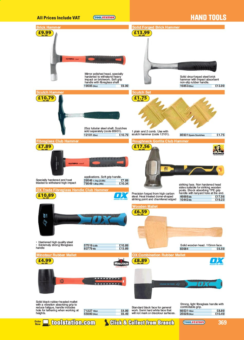 thumbnail - Toolstation offer  - Sales products - brick, hammer, club hammer, hand tools. Page 369.