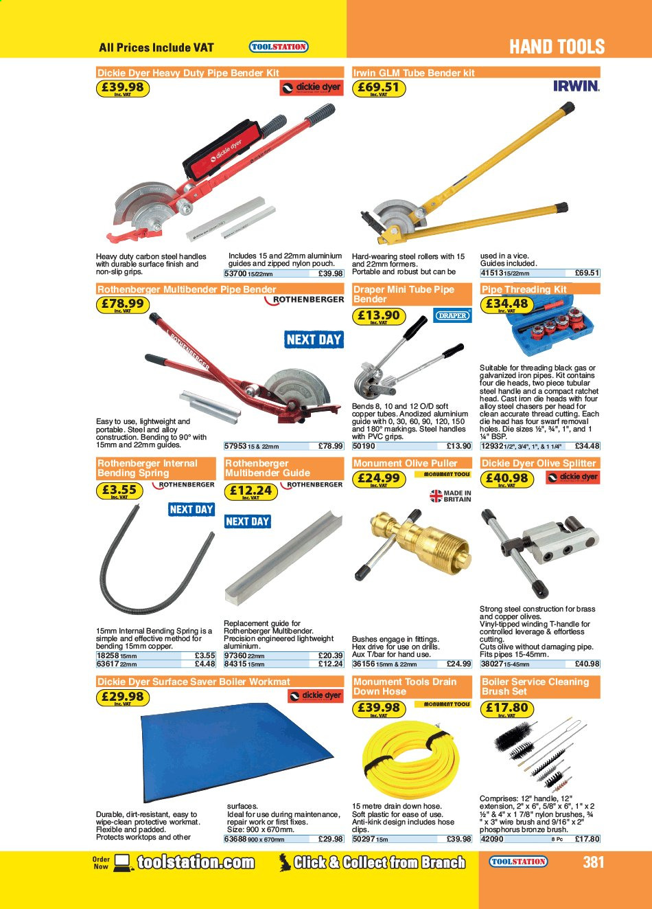 thumbnail - Toolstation offer  - Sales products - pipe, vinyl, drill, brush set, hand tools, brush. Page 381.